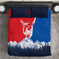Slovakia – Red Blue Deer and Mountain Design Bedding Set with National Symbols