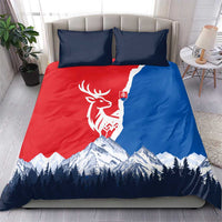 Slovakia – Red Blue Deer and Mountain Design Bedding Set with National Symbols