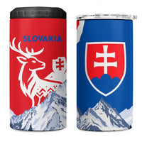 Slovakia – Red Blue Deer and Mountain Design 4 in 1 Can Cooler Tumbler with National Symbols