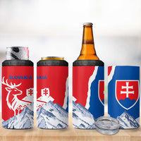 Slovakia – Red Blue Deer and Mountain Design 4 in 1 Can Cooler Tumbler with National Symbols