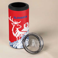 Slovakia – Red Blue Deer and Mountain Design 4 in 1 Can Cooler Tumbler with National Symbols