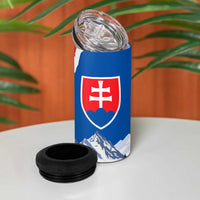 Slovakia – Red Blue Deer and Mountain Design 4 in 1 Can Cooler Tumbler with National Symbols