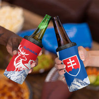 Slovakia – Red Blue Deer and Mountain Design 4 in 1 Can Cooler Tumbler with National Symbols