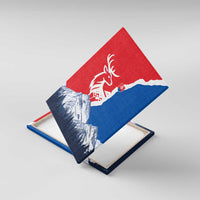 Slovakia – Red Blue Deer and Mountain Design Canvas Wall Art with National Symbols