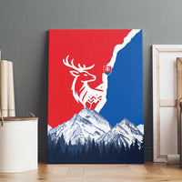 Slovakia – Red Blue Deer and Mountain Design Canvas Wall Art with National Symbols