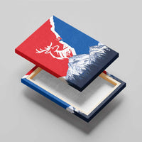 Slovakia – Red Blue Deer and Mountain Design Canvas Wall Art with National Symbols