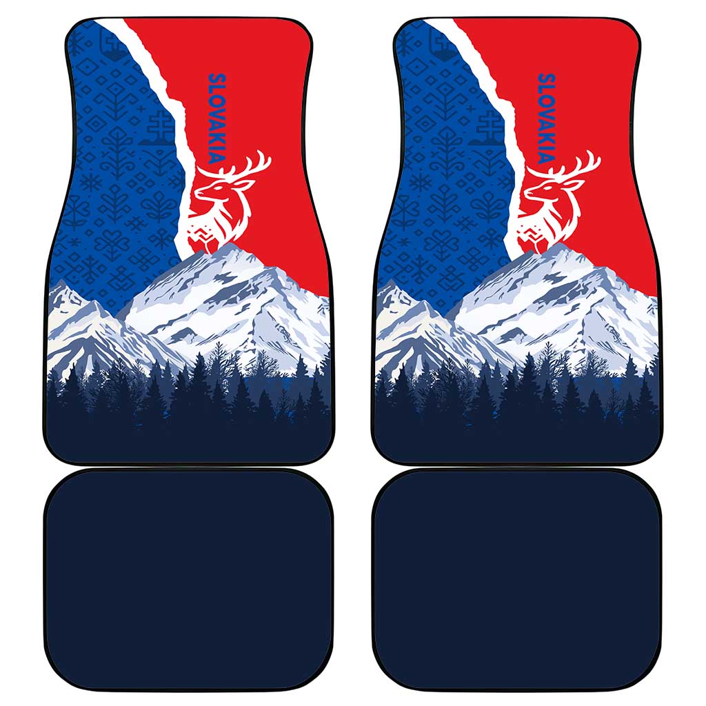 Slovakia – Red Blue Deer and Mountain Design Car Mats with National Symbols