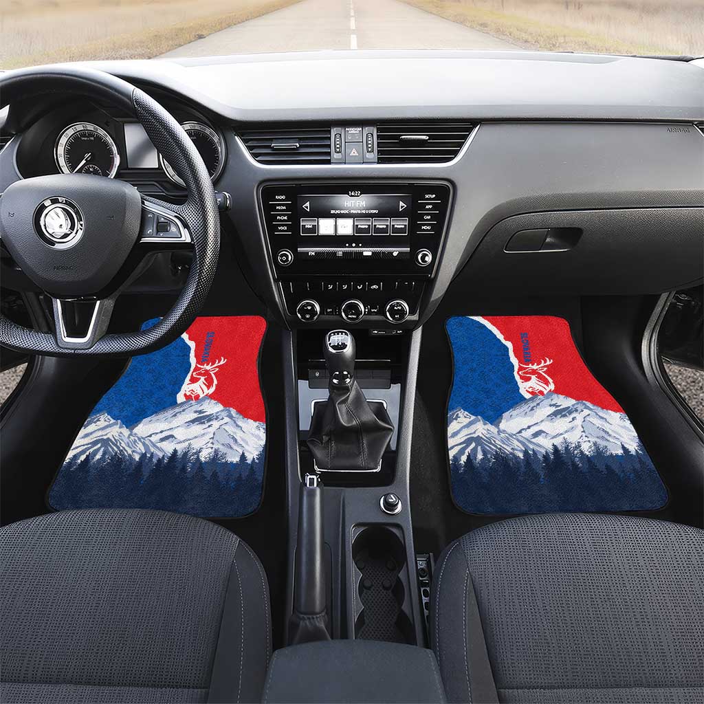 Slovakia – Red Blue Deer and Mountain Design Car Mats with National Symbols