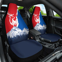 Slovakia – Red Blue Deer and Mountain Design Car Seat Cover with National Symbols