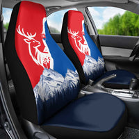 Slovakia – Red Blue Deer and Mountain Design Car Seat Cover with National Symbols