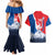 Slovakia – Red Blue Deer and Mountain Design Couples Matching Mermaid Dress and Hawaiian Shirt with National Symbols