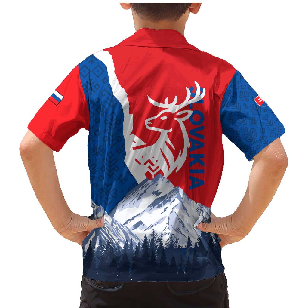 Slovakia – Red Blue Deer and Mountain Design Family Matching Mermaid Dress and Hawaiian Shirt with National Symbols