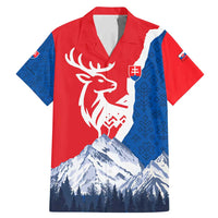 Slovakia – Red Blue Deer and Mountain Design Family Matching Mermaid Dress and Hawaiian Shirt with National Symbols