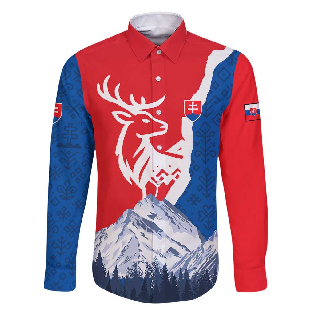 Slovakia – Red Blue Deer and Mountain Design Family Matching Mermaid Dress and Hawaiian Shirt with National Symbols
