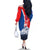 Slovakia – Red Blue Deer and Mountain Design Family Matching Off The Shoulder Long Sleeve Dress and Hawaiian Shirt with National Symbols