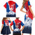 Slovakia – Red Blue Deer and Mountain Design Family Matching Short Sleeve Bodycon Dress and Hawaiian Shirt with National Symbols