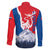 Slovakia – Red Blue Deer and Mountain Design Family Matching Tank Maxi Dress and Hawaiian Shirt with National Symbols