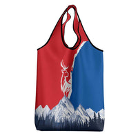 Slovakia – Red Blue Deer and Mountain Design Grocery Bag with National Symbols