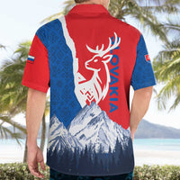 Slovakia – Red Blue Deer and Mountain Design Hawaiian Shirt with National Symbols