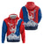 Slovakia – Red Blue Deer and Mountain Design Hoodie with National Symbols