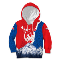 Slovakia – Red Blue Deer and Mountain Design Kid Hoodie with National Symbols