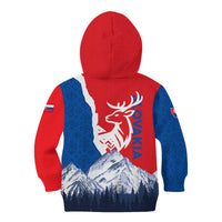Slovakia – Red Blue Deer and Mountain Design Kid Hoodie with National Symbols