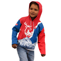 Slovakia – Red Blue Deer and Mountain Design Kid Hoodie with National Symbols