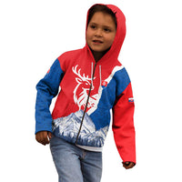 Slovakia – Red Blue Deer and Mountain Design Kid Hoodie with National Symbols