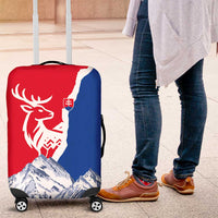 Slovakia – Red Blue Deer and Mountain Design Luggage Cover with National Symbols