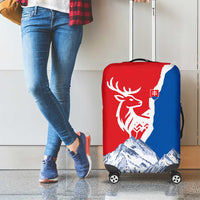 Slovakia – Red Blue Deer and Mountain Design Luggage Cover with National Symbols