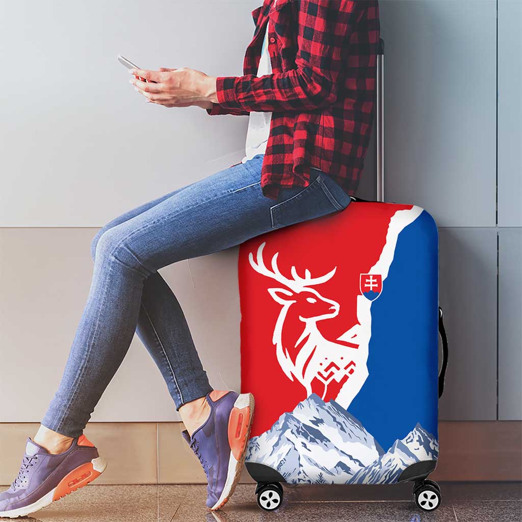 Slovakia – Red Blue Deer and Mountain Design Luggage Cover with National Symbols