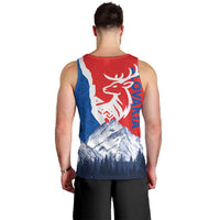 Slovakia – Red Blue Deer and Mountain Design Men Tank Top with National Symbols