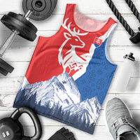 Slovakia – Red Blue Deer and Mountain Design Men Tank Top with National Symbols