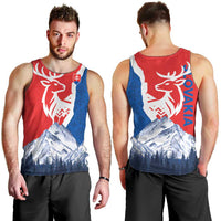 Slovakia – Red Blue Deer and Mountain Design Men Tank Top with National Symbols
