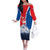 Slovakia – Red Blue Deer and Mountain Design Off The Shoulder Long Sleeve Dress with National Symbols