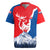 Slovakia – Red Blue Deer and Mountain Design Rugby Jersey with National Symbols