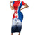 Slovakia – Red Blue Deer and Mountain Design Short Sleeve Bodycon Dress with National Symbols