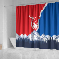 Slovakia – Red Blue Deer and Mountain Design Shower Curtain with National Symbols