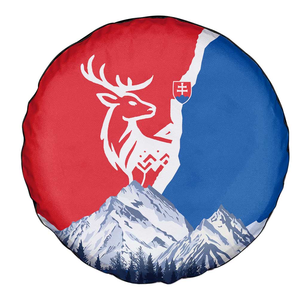 Slovakia – Red Blue Deer and Mountain Design Spare Tire Cover with National Symbols