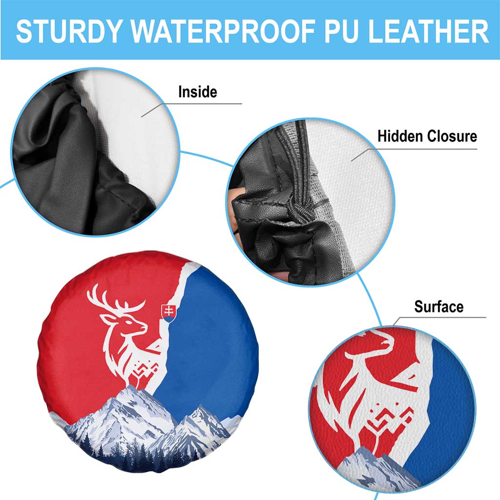 Slovakia – Red Blue Deer and Mountain Design Spare Tire Cover with National Symbols