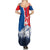 Slovakia – Red Blue Deer and Mountain Design Summer Maxi Dress with National Symbols