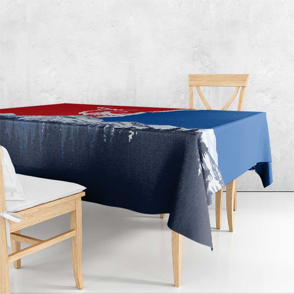 Slovakia – Red Blue Deer and Mountain Design Tablecloth with National Symbols