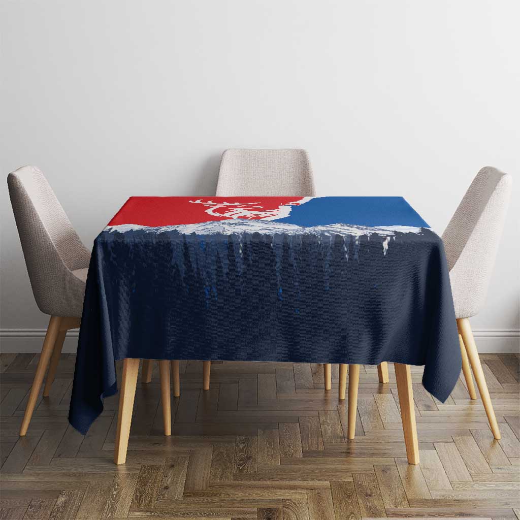 Slovakia – Red Blue Deer and Mountain Design Tablecloth with National Symbols