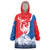 Slovakia – Red Blue Deer and Mountain Design Wearable Blanket Hoodie with National Symbols