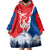 Slovakia – Red Blue Deer and Mountain Design Wearable Blanket Hoodie with National Symbols