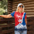Slovakia – Red Blue Deer and Mountain Design Women Polo Shirt with National Symbols