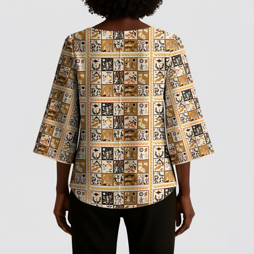 Harriet Powers 1898 Bible Quilt Kimono Sleeve Blouse African American Folk Art