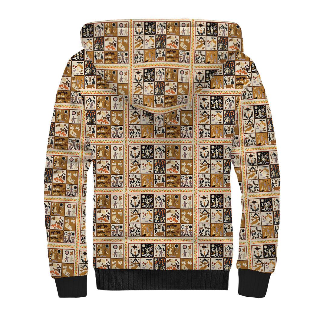 Harriet Powers 1898 Bible Quilt Sherpa Hoodie African American Folk Art