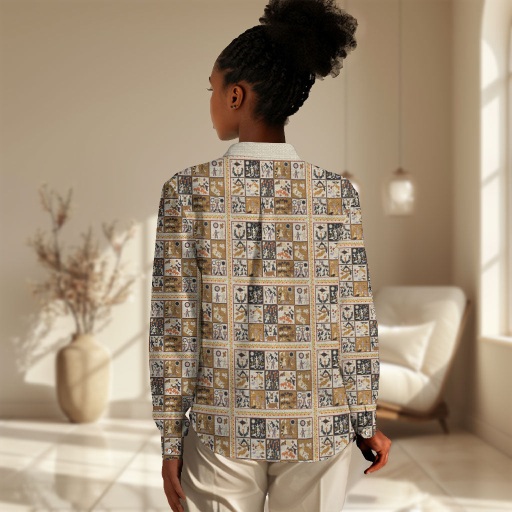 Harriet Powers 1898 Bible Quilt Women Casual Shirt African American Folk Art