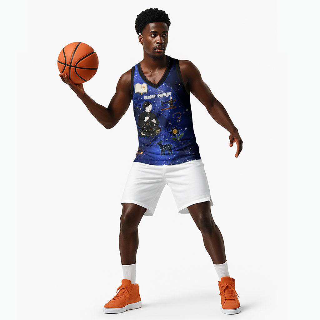 Harriet Powers Basketball Jersey African American History - Galaxy Celestial Starry Night - Folk Art Quilter
